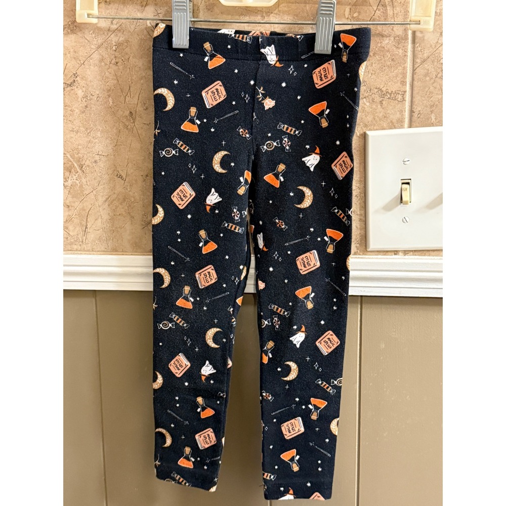 Set of 2 Carters Halloween Leggings Toddler 3T Black Candy Ghost Theme Cozy Cute